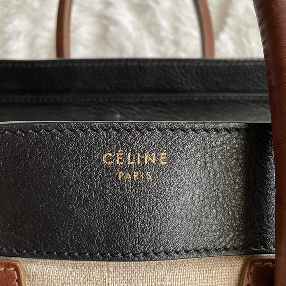 Auth Celine Calfskin Canvas Mini Tricolor Tri-Color Luggage Tote Bag - Picture 13 of 15